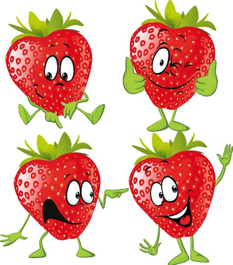 Funny strawberry cartoon characters vector free download