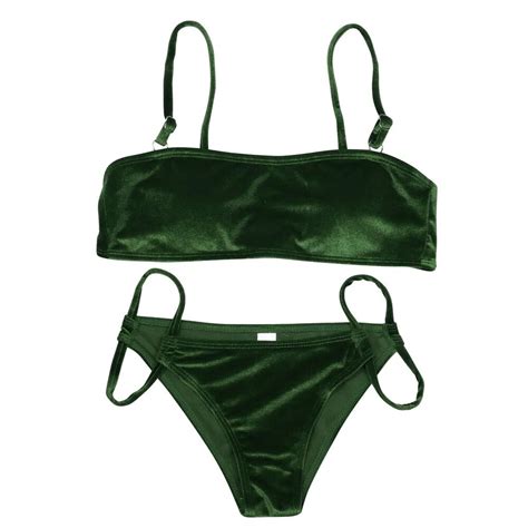 Sexy Bikini Set Gold Velvet Swimwear Women Solid Color Biquini