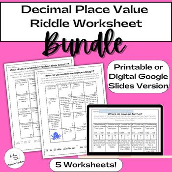 Decimal Place Value Riddle Worksheet Activity Bundle Print And Digital