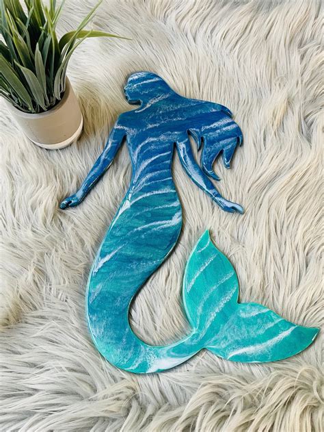 Resin Mermaid Wall Decor Wall Art Sea Life Art One Of Etsy