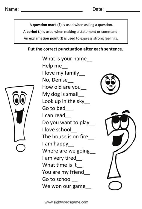 Four Types Of Sentences Worksheet