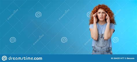 Confused Panicking Young Distressed Redhead Curly Girlfriend Frowning