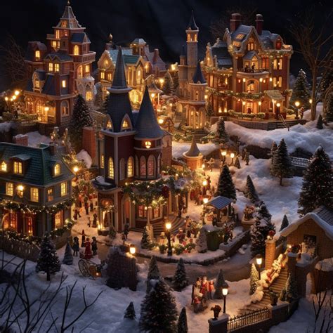 4 Miniature Victorian Christmas Villages Digital Images Etsy