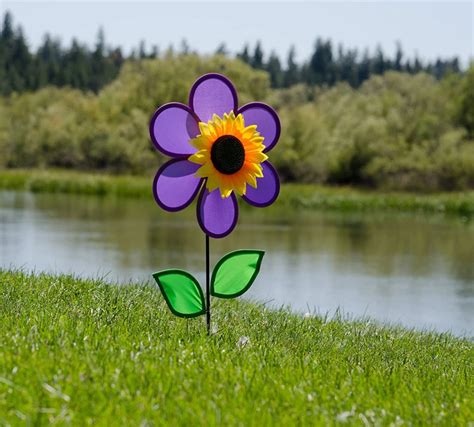 Purple Sunflower Garden Yard Wind Spinner - 12" | The Kite Loft