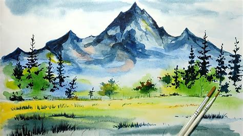 Watercolour Painting Mountain Landscape For Beginners Youtube