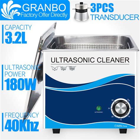 Granbo Ultrasonic Cleaner 3L 180W 110/220V Heating Bath Dental Manicure ...