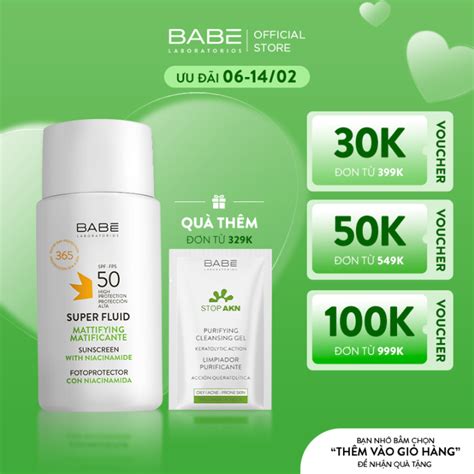 Kem chống nắng BABE Super Fluid Mattifying sunscreen SPF 50 phổ rộng kiểm soát dầu 50ml Lazada vn