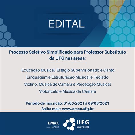 Edital Processo Seletivo Simplificado Para Professor Substituto Da UFG