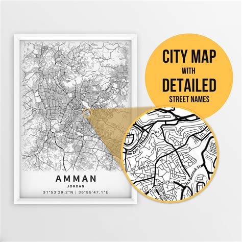 Printable Map of Amman, Jordan With Street Names Instant Download City ...