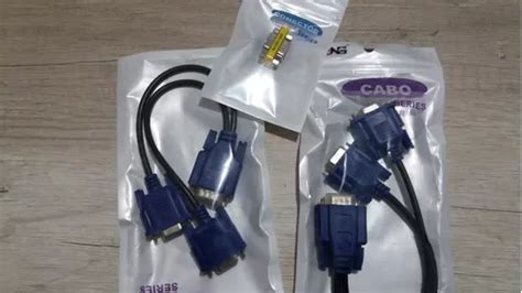 Kit Duplicador Vga 1 Entrada 2 Saidas Cabo Y Vga Macho Fêmea E Uma