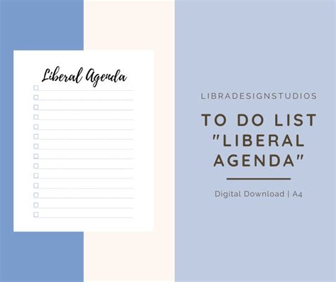 Printable to Do List Liberal Agenda Checklist - Etsy