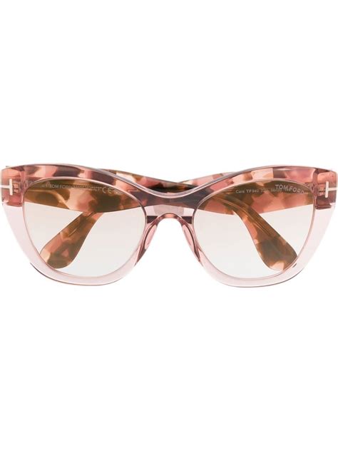 TOM FORD Eyewear tortoiseshell-effect cat-eye Sunglasses | Pink | FARFETCH