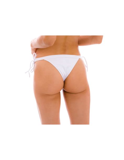 White Ribbed Double Side Tie Bikini Bottom Bottom Cotele Branco Rio