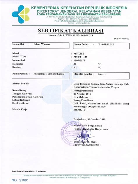 Sertifikat Kalibrasi Pdf