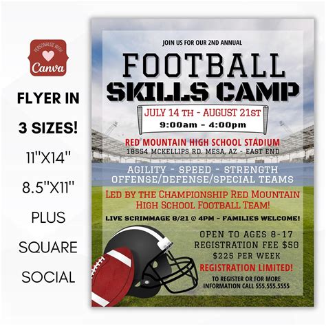 Football Skills Camp Flyer Marketing Set – Simple Desert Designs