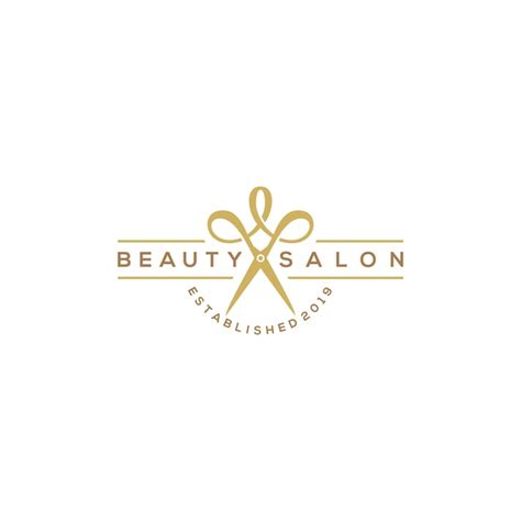 Logotipo De Salón De Belleza Con Tijera Vector Premium