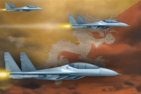 Bhutan Air Forces Concept On The State Flag Background 3d Illustration