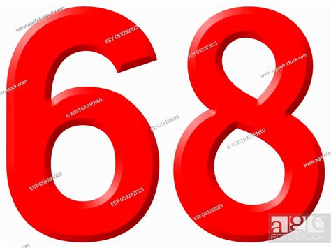 Numeral 68, sixty eight, isolated on white background, 3d render, Stock ...