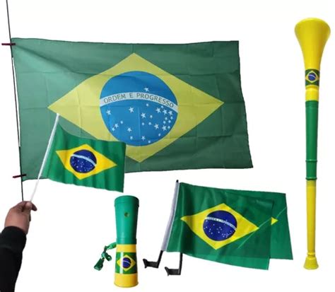 Kit Do Brasil Copa Do Mundo Bandeiras Vuvuzela E Buzina MercadoLivre