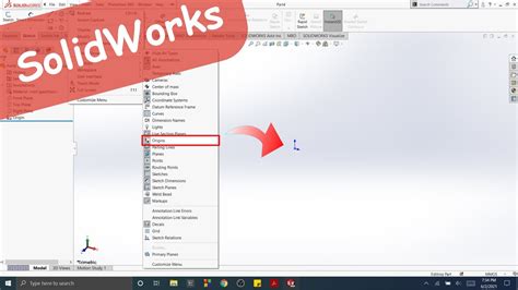 Solidworks 2 3 Origins To Hide Show The Origin Youtube