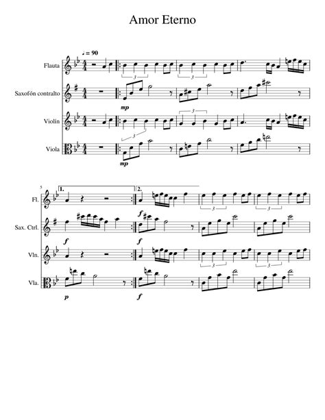 Amor Eterno Sheet Music For Flute Saxophone Alto Violin Viola Mixed Quartet