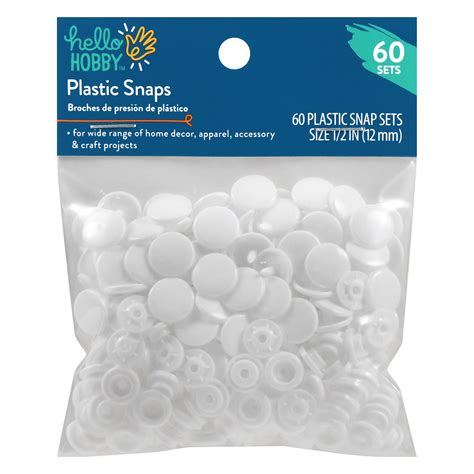 Hello Hobby 1 2 Plastic White Snap Fasteners 60 Count