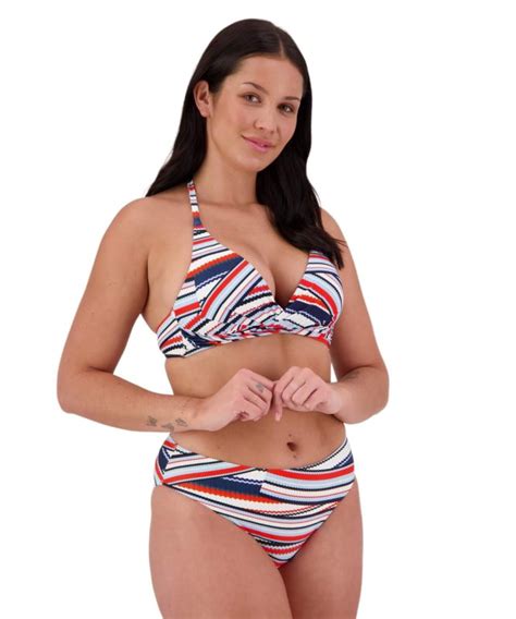 Moontide Swimwear UK Layla Multi Fit Wrap Tri Bikini Top In Navy