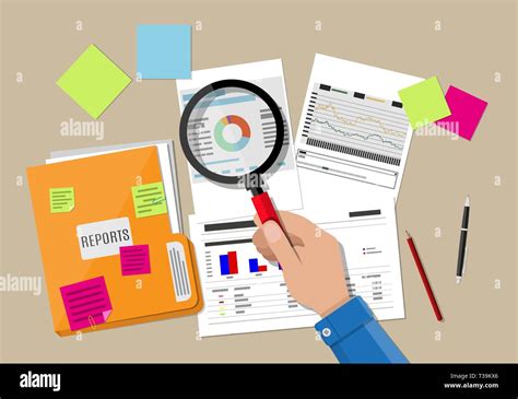 Hand With Magnifying Glass Analysis Of Financial Report Financial