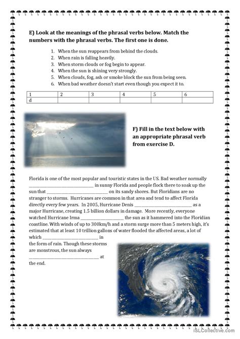 Natural Disasters Phrasal Verbs An English Esl Worksheets Pdf Doc