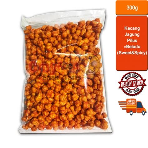 300g Keropok Kacang Jagung Pilus Original Belado Spicy 300g Belado