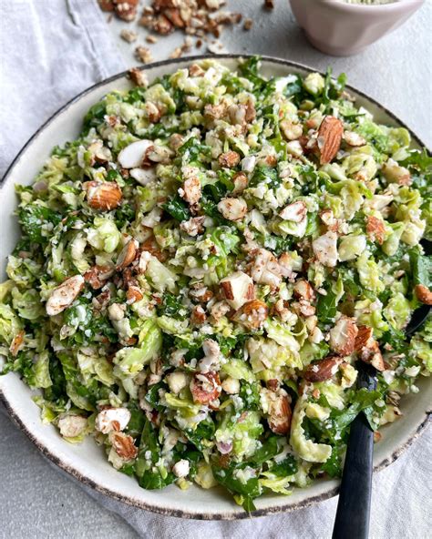 Shredded Kale And Brussels Sprouts Salad Onebalancedlife