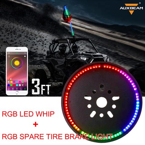 Buy Auxbeam 3ft LED Whip Light Bundle With RGB Spare Tire Brake Light