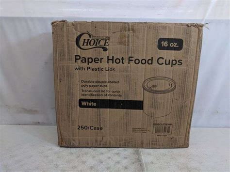 Choice Paper Hot Food Cups With Plastic Lids White 16 Oz 250 Total Dutch Goat