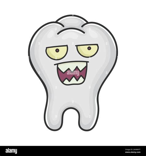 Angry Tooth Cartoon Isolated On White Stock Vector Image Art Alamy