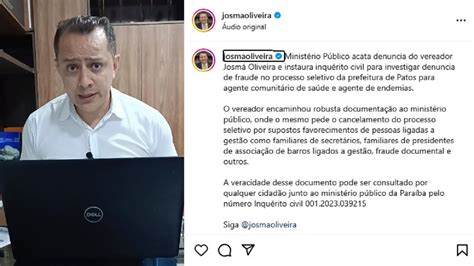 Minist Rio P Blico Acata Den Ncia Do Vereador Josm Oliveira E Instaura