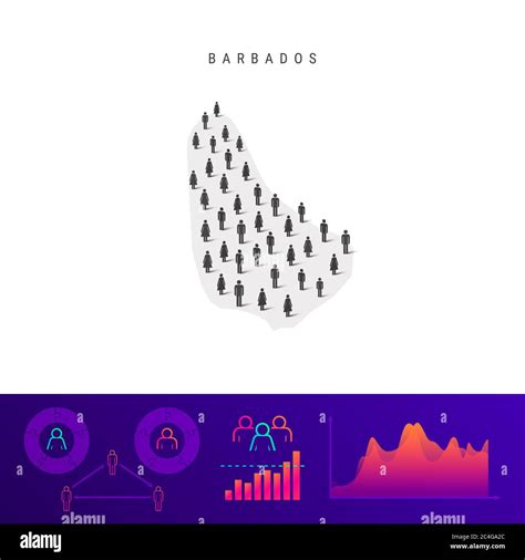 Barbados people icon map. Detailed silhouette. Mixed crowd of men and ...