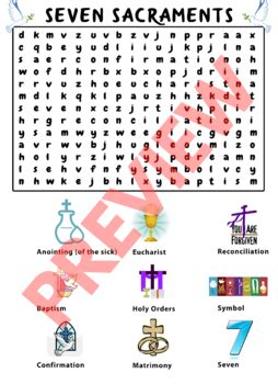 Catholic Religion Seven Sacraments Word Search Activity By Saving The