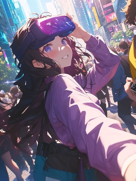 Anime Figur Mit Virtual Reality Brille Im Metaverse Kostenlose Foto