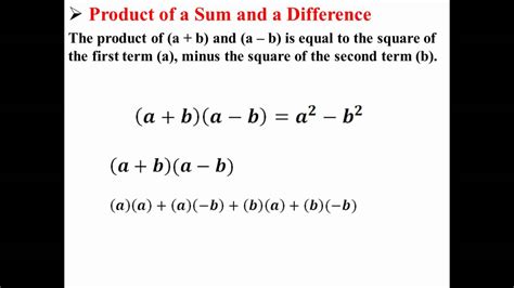 Product Of A Sum And A Difference Youtube