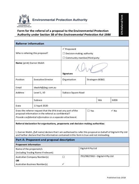 Fillable Online Epa Wa Gov Form For The Referral Of A Epa Western