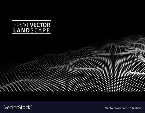 D Glowing Abstract Digital Wave Particles Vector Image