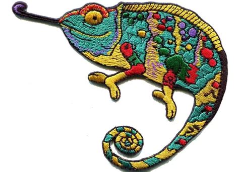 Chameleon Lizard Retro Hippie Boho 70s Bordado Applique Iron MercadoLibre