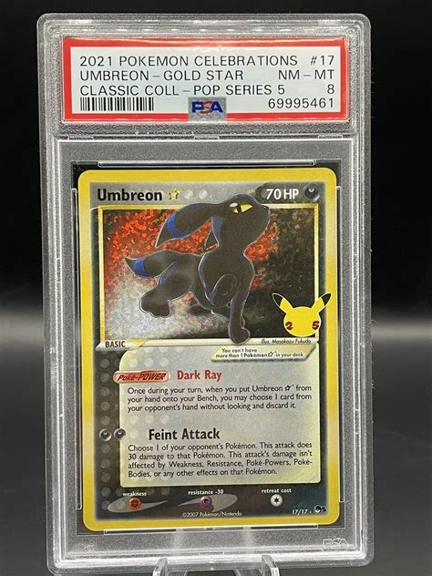 Pokemon Umbreon Gold Star Celebrations Classic Collection 17 Psa 8