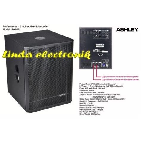 Jual Subwoofer Aktif Ashley Sa A Original Inch With Output To