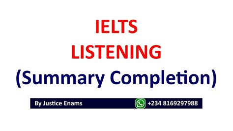 IELTS Listening Summary Completion YouTube