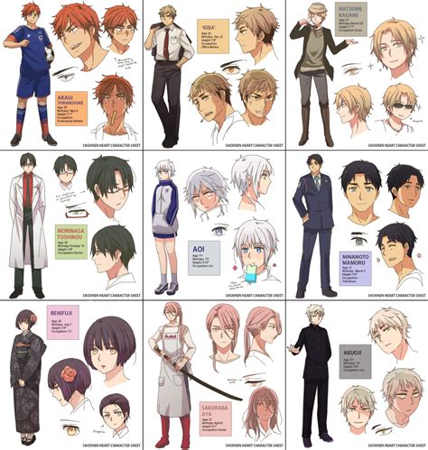 Shounen Heart Character Sheets by Cioccolatodorima | Character sheet ...