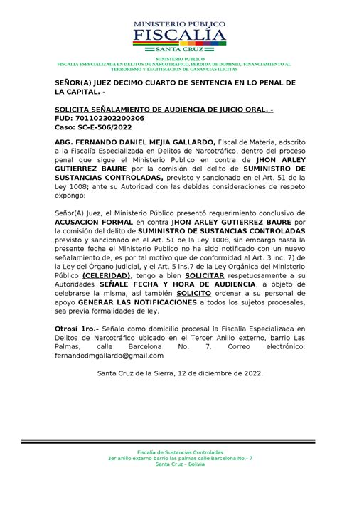 Señalamiento de audiencia | Monografías, Ensayos de Derecho | Docsity