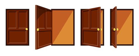 Conjunto De Diferentes Puertas En Estilo De Dibujos Animados Vector