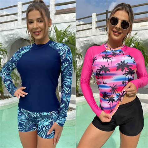 Sexy Swimsuit Bikini Mujer Rashguard Women Long Sleeve Swimwear Rashguard Surfing Two Piece
