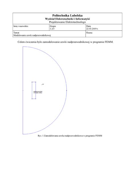 Projektowanie Elektrotechnologii Cewka Politechnika Lubelska Wydzia